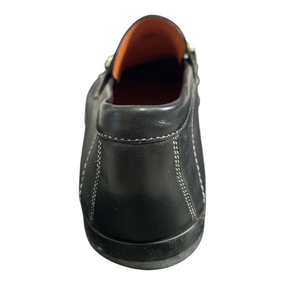Santoni Mens Black Leather Bit Loafers Contrast Stitch Italy 42080 10.5 D main image 4